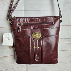 Giani Bernini Burgundy Leather Crossbody Bag